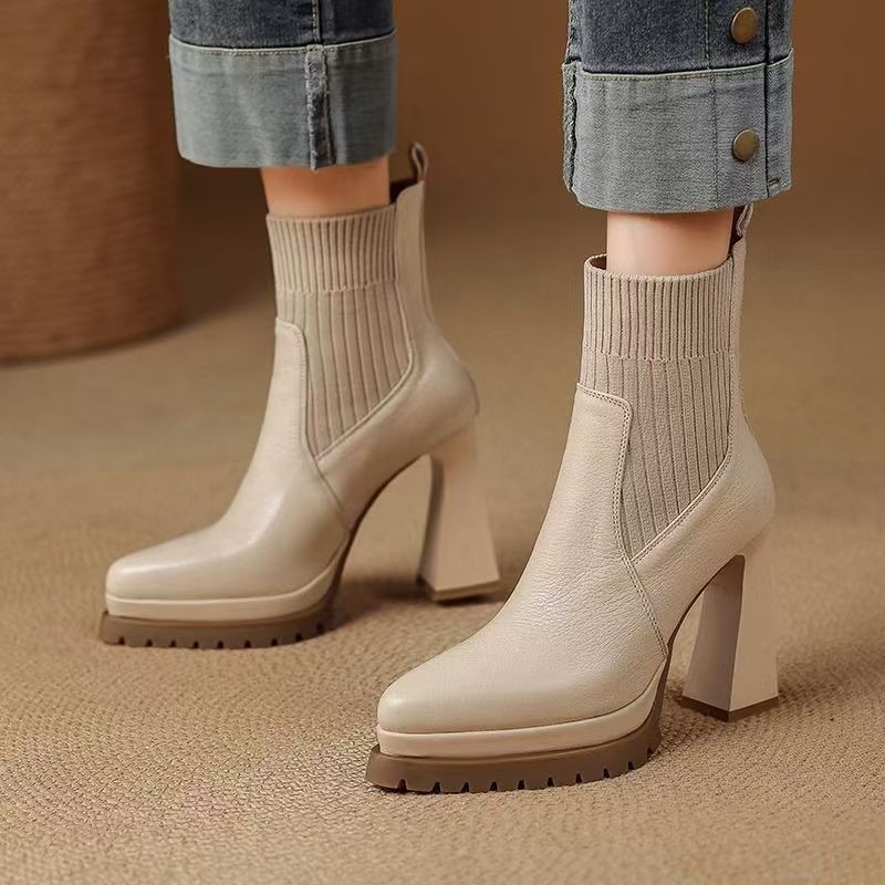 French Retro Pointed Toe Platf - огляд і ціна Sock Boot Women