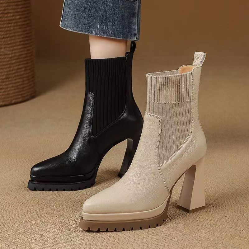 French Retro Pointed Toe Platf - огляд і ціна Sock Boot Women