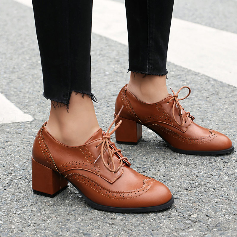 Plus Size 36-48 Brown Black Co - огляд і ціна Oxford Lace Up Women