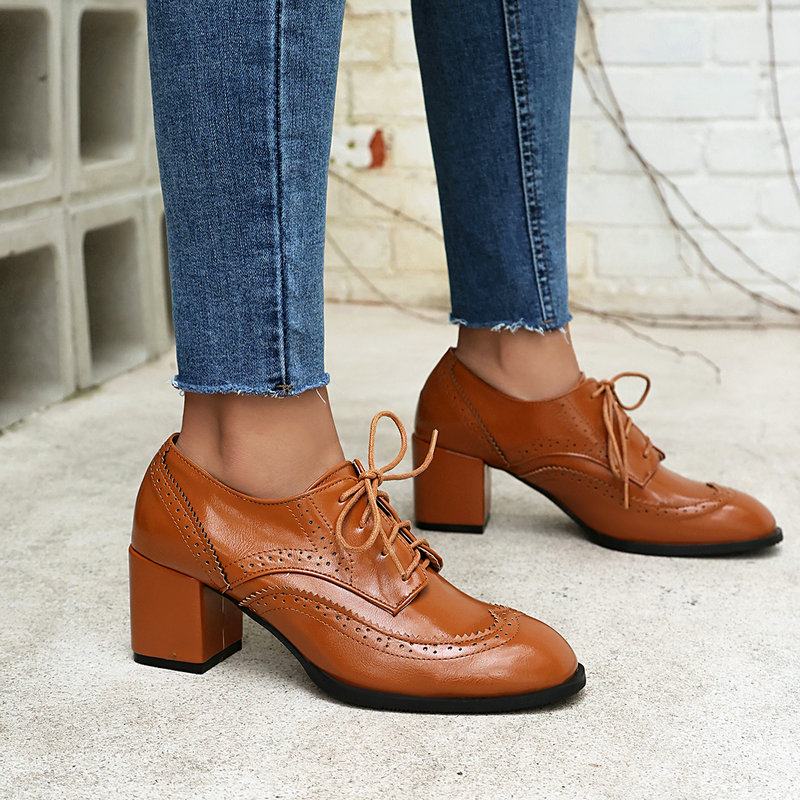 Plus Size 36-48 Brown Black Co - огляд і ціна Oxford Lace Up Women