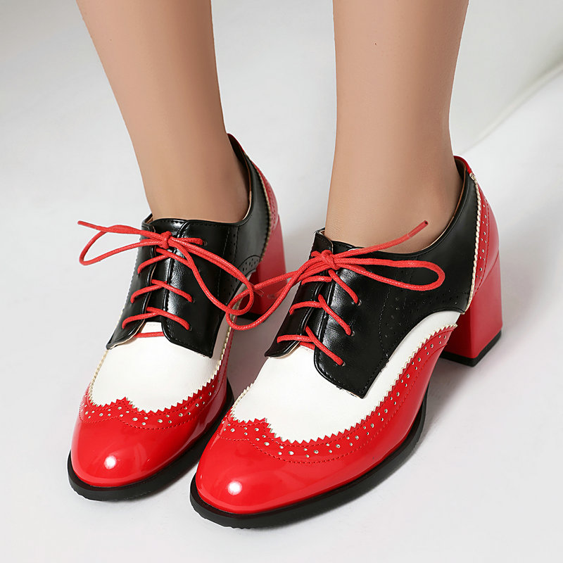 Plus Size 36-48 Brown Black Co - огляд і ціна Oxford Lace Up Women