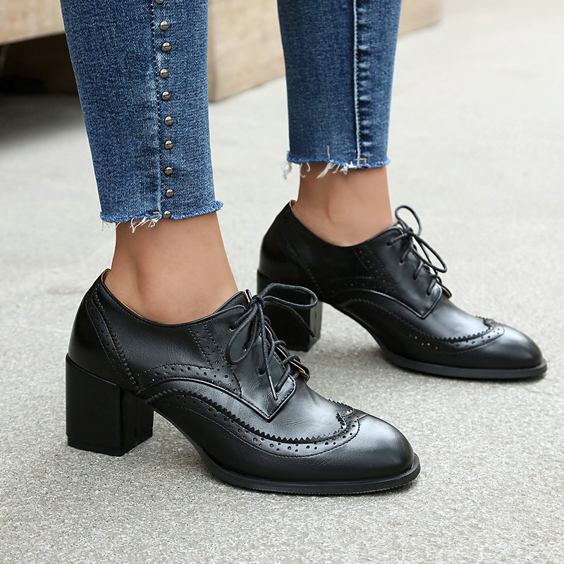 Plus Size 36-48 Brown Black Co - огляд і ціна Oxford Lace Up Women