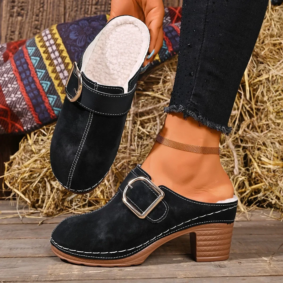 Women Mules Slippers Chunky He - огляд і ціна Women'S Shoes Clogs