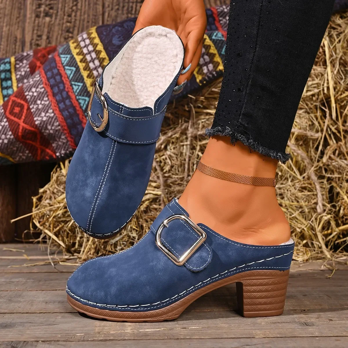 Women Mules Slippers Chunky He - огляд і ціна Women'S Shoes Clogs