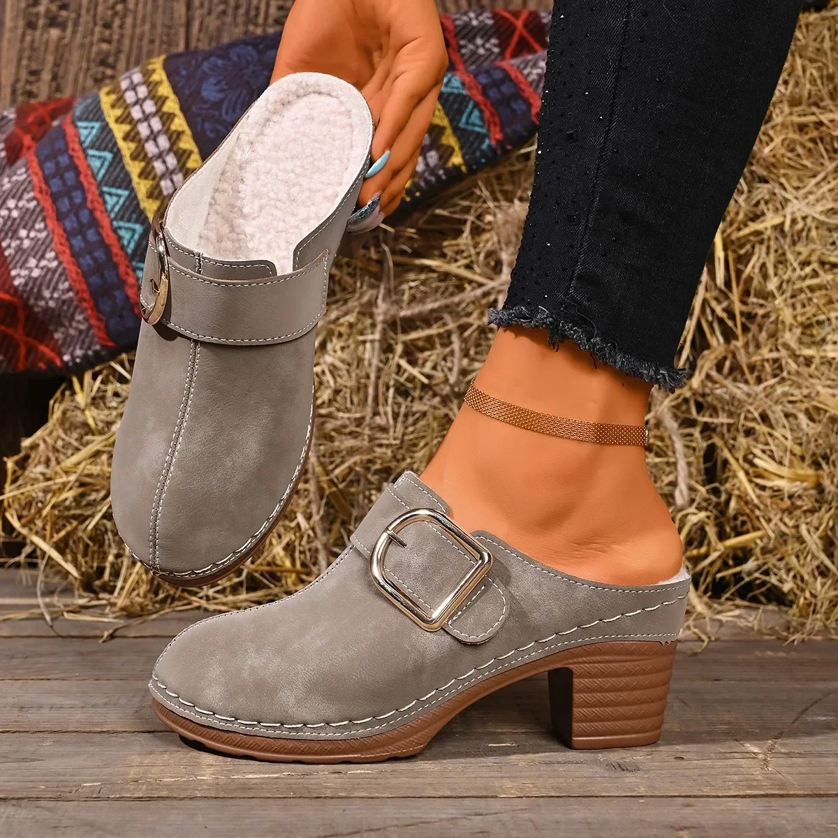 Women Mules Slippers Chunky He - огляд і ціна Women'S Shoes Clogs